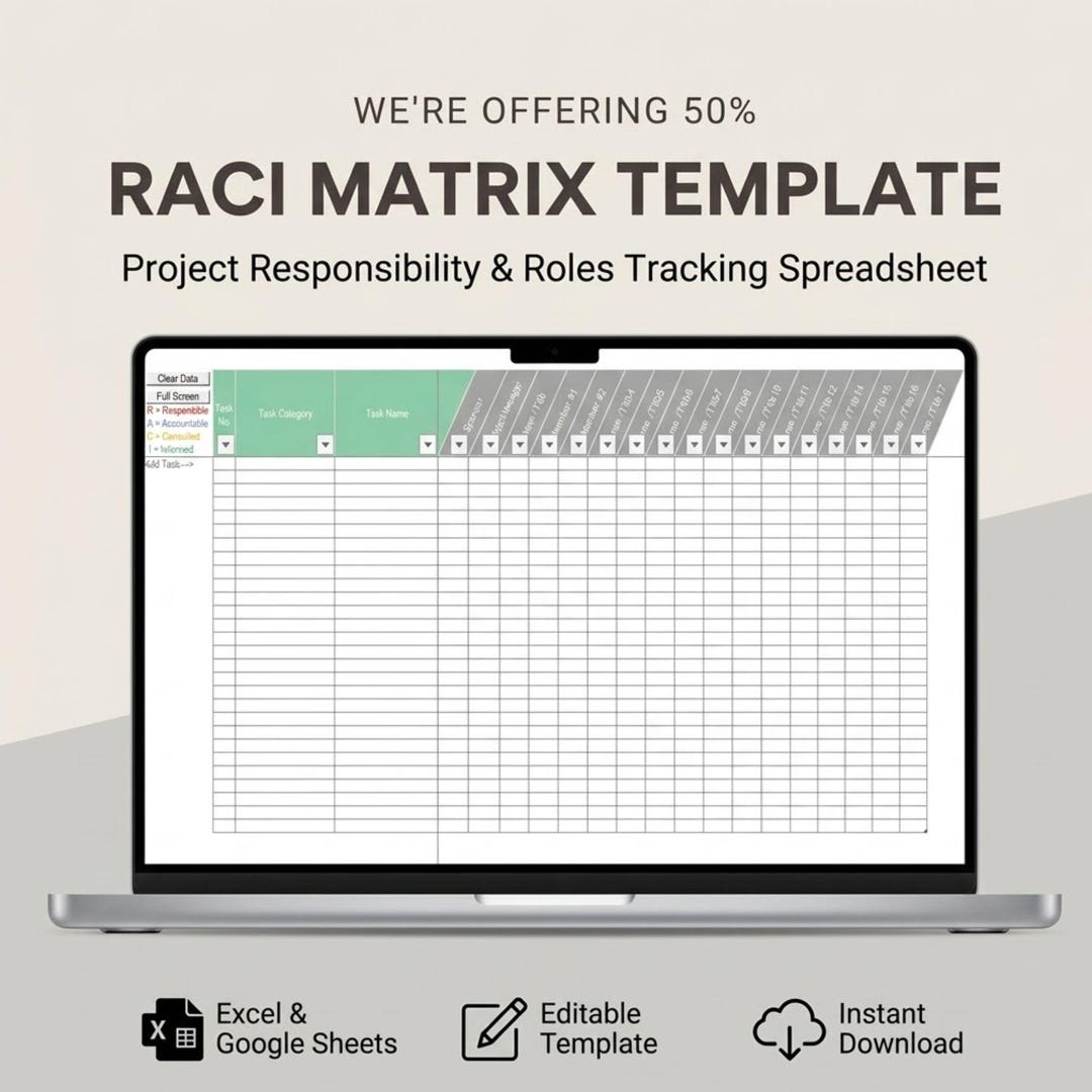 RACI Matrix Template | Project Responsibility Assignment Tracker ...