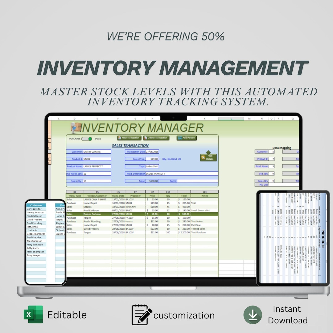 Inventory Management Excel Template | Sales & Purchase Tracker | Small ...