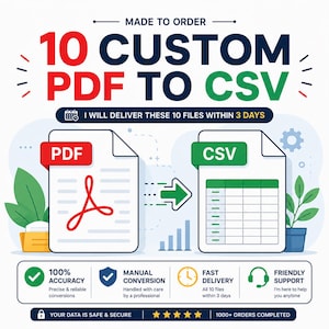 10 Custom PDF to CSV Conversion Service | Excel Spreadsheet | Bank Statement & Invoice Data Extraction | Editable File