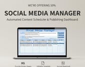 Social Media Manager Spreadsheet | Automated Content Scheduler Dashboard | Google Sheets Excel Content Planner