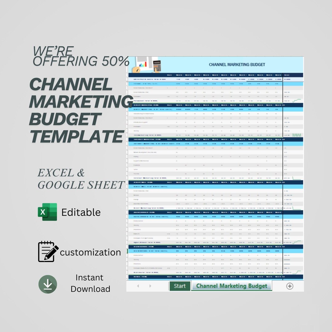 Channel Marketing Budget Template Excel | Spend Tracker & Campaign Cost ...