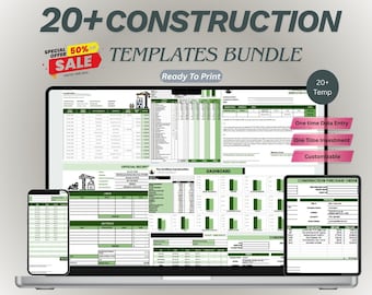 Excel-sjabloonbundel voor constructie | Projectkostenschatter | Digitale download