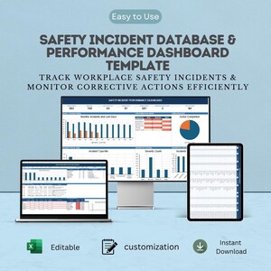 Safety Incident Tracker Excel Template | EHS Dashboard | Root Cause Analysis Spreadsheet | Workplace Safety Google Sheets