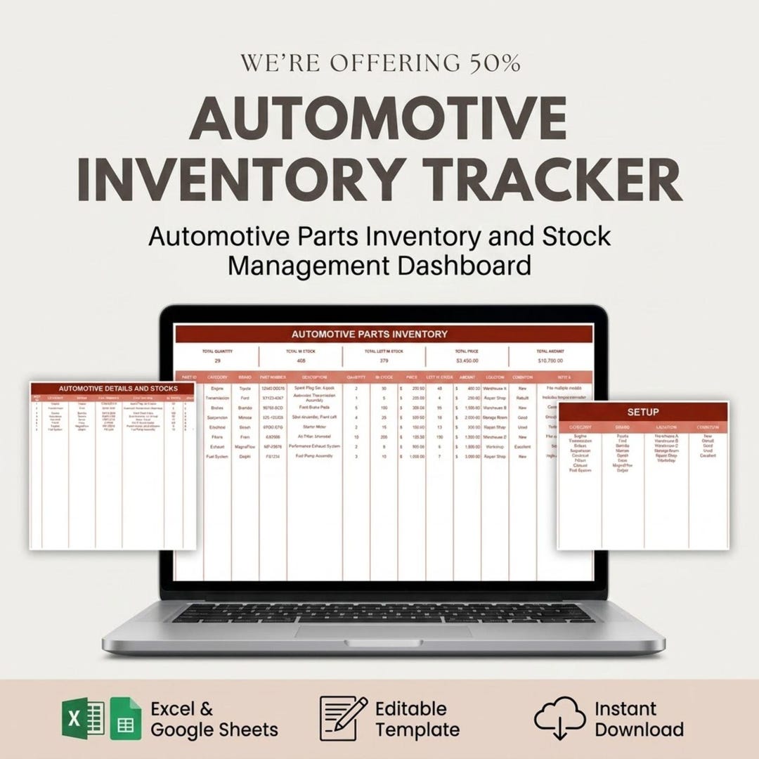 Automotive Inventory Tracker Template | Parts Stock Management ...