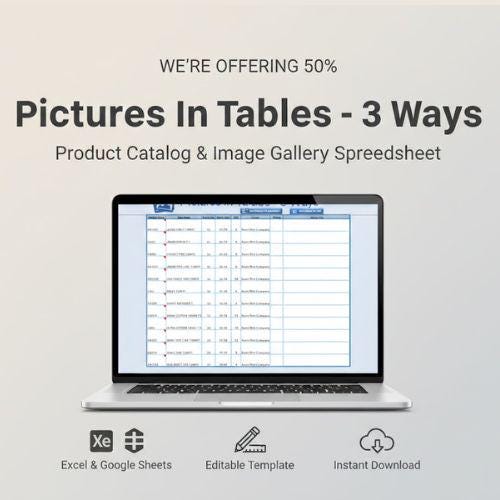 Product Catalog Excel Template | Pictures in Tables Spreadsheet | Image ...