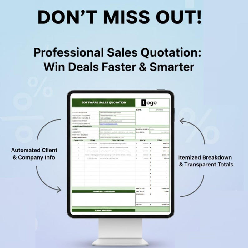 Free Software Sales Quotation Template for Excel & Google Sheets | IT ...