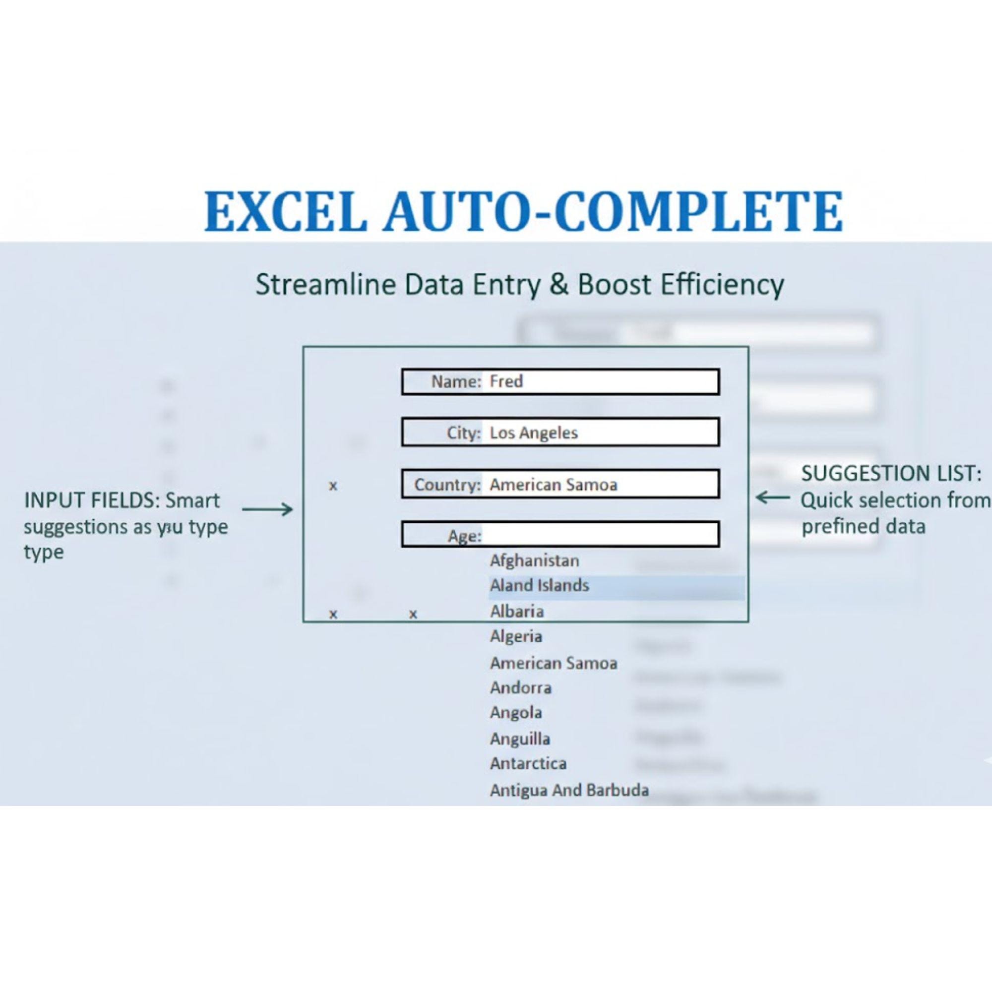Excel Auto-complete Spreadsheet | Smart Data Entry Form Template ...