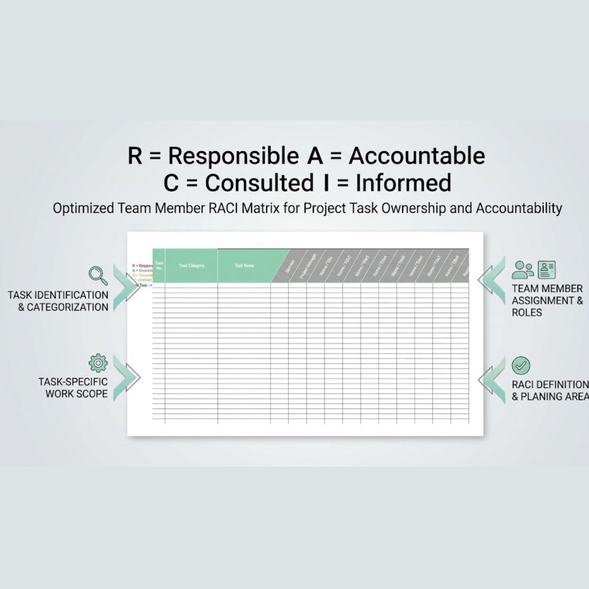 RACI Matrix Template | Project Responsibility Assignment Tracker ...