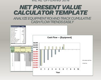 Spreadsheet cashflowanalyse apparatuur | ROI-calculator en investeringstracker voor bedrijfsactiva | Kapitaaluitgavenplanner | Excel-sjabloon