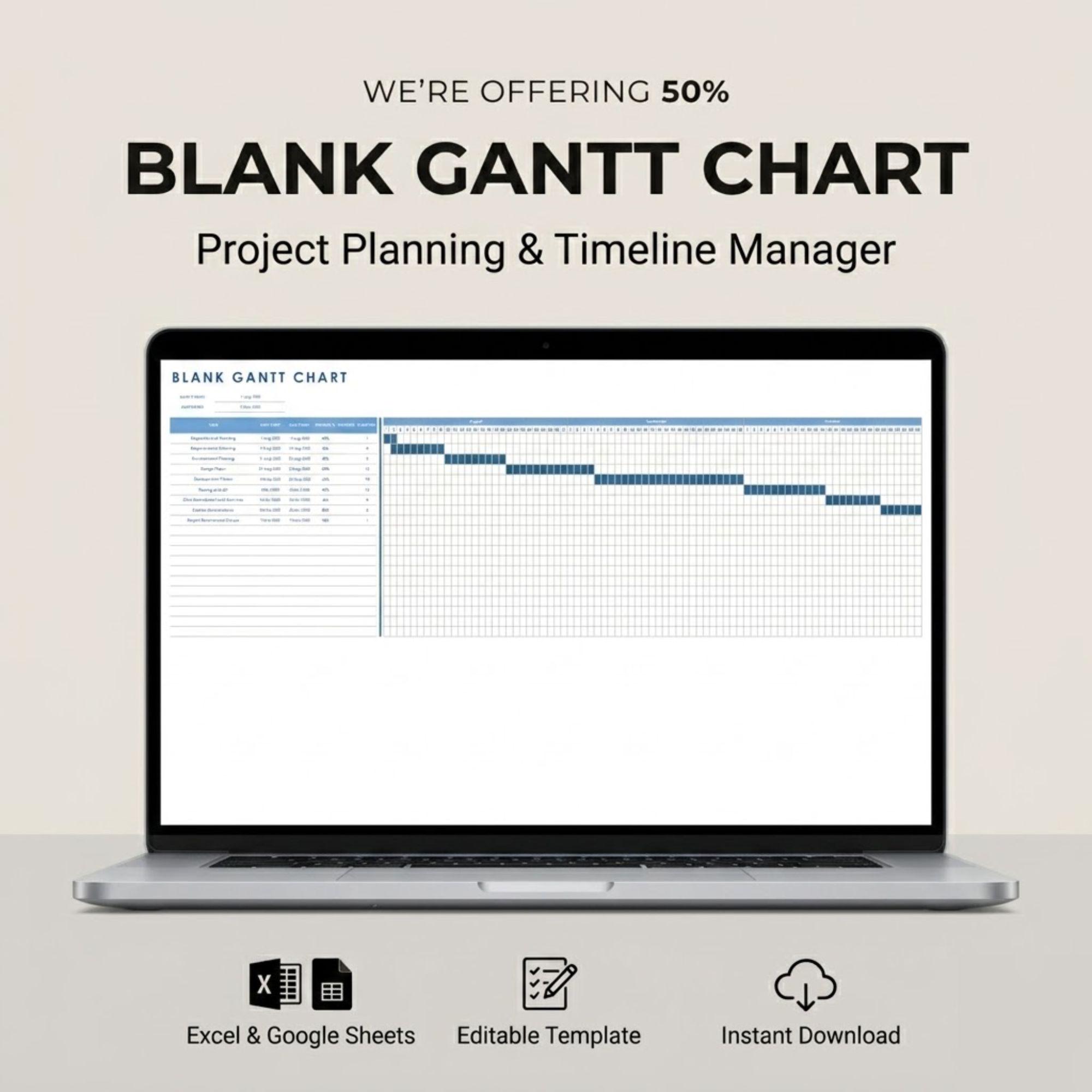 Gantt Chart Template | Project Management Timeline Planner | Task ...