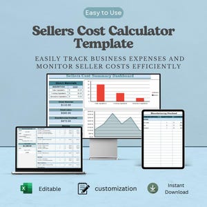 Sellers Cost Calculator Excel Template Google Sheets | Business Expense Spreadsheet | COGS Direct Labor Overhead Handmade Etsy Sellers