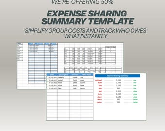 Spreadsheet onkosten delen | Rekeningsplitser en gedeelde tracker voor groepsreizen | Kamergenootcalculator | Excel-sjabloon