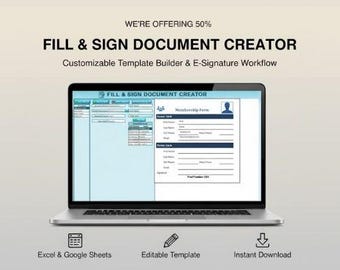 Geautomatiseerde spreadsheet voor invullen en ondertekenen | Digitale tool voor documentautomatisering Workflow elektronische handtekening | Excel-sjabloon voor Google Spreadsheets