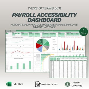 Payroll Management Dashboard Excel Template | HR Automated Salary Calculator | Employee Compensation Tracker | Payroll Tax & Net Pay