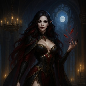 Seraphyne Duskbane – Vampire Queen | Blood Magic Gothic Wall Art | Dark Fantasy Poster | Mystical Digital Print