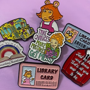 PBS-Inspired Enamel Pins: Arthur, Magic School Bus, Mister Rogers, and Reading Rainbow | 90s Nostalgia