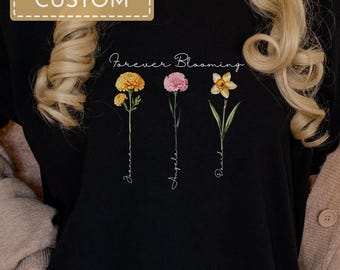 Comfort Colors® Anpassad Blomtröja för födelsemånad med barnnamn