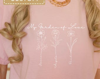Comfort Colors® Anpassad Blomtröja för barn med födelsemånad och namn