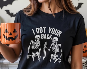 Shirt I Got Your Back, grappig Halloween-shirt, top met skelet voor spookseizoen