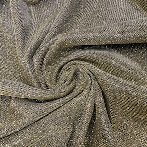 Gold Lurex Glitter Fabric, Gold Glitter Spandex Knit Fabric by the Yard, Sparkle Gold Shimmer Fabric for Evening Gowns, Backdrops