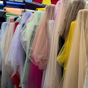 Bridal Tulle Fabric by the Yard,  Stretch and Soft Tulle Fabric 63&quot; Wide, Stretch Mesh Tulle Netting Fabric for Veils, Wedding Gown