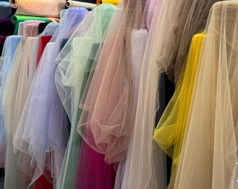 Bridal Tulle Fabric by the Yard,  Stretch and Soft Tulle Fabric 63" Wide, Stretch Mesh Tulle Netting Fabric for Veils, Wedding Gown