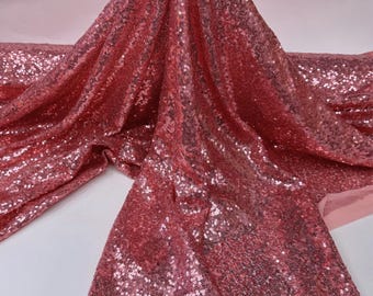 Dusty Rose Iridescent Sequin Fabric – Stretch Mesh Sequins by Yard for Dresses, Costumes & Party Backdrops