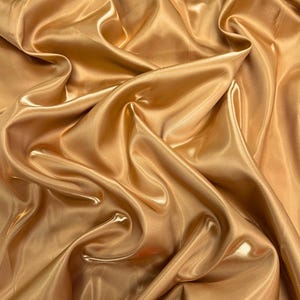 Gold Liquid Satin Fabric by the Yard - Ultra Glossy Iridescent Gold Silky Satin Fabric for Bridal Gowns, Couture Dress