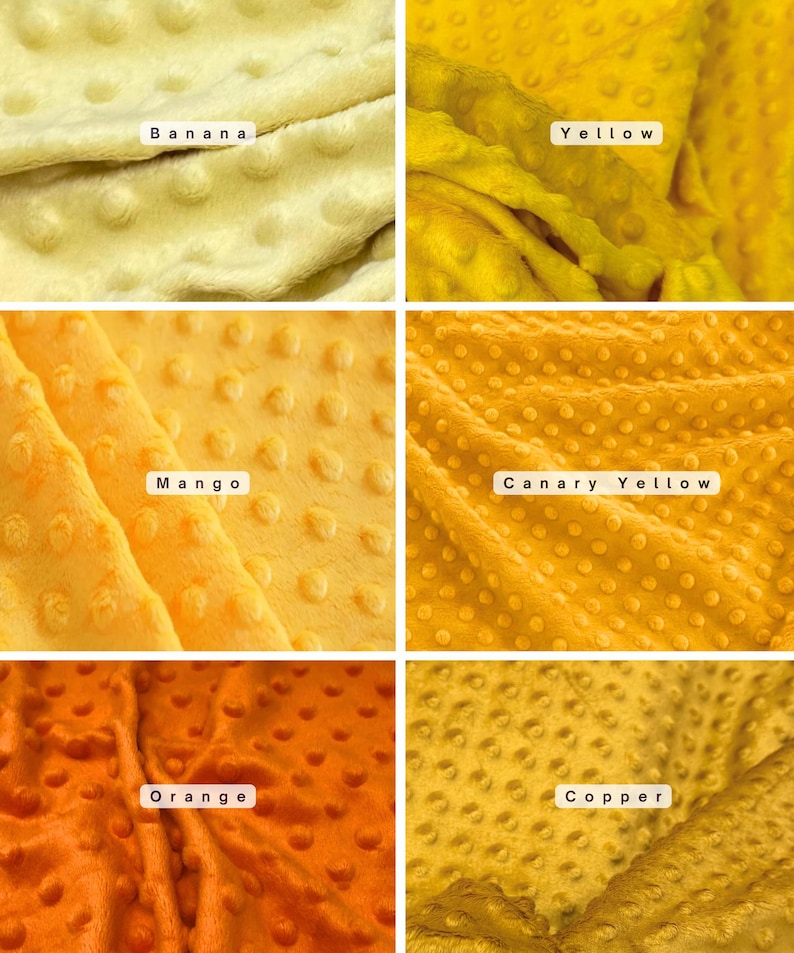 Minky Dot Fleece Fabric by the Yard, Dimple Dot Minkee Fabric, Super Soft Plush Fabric for Blankets, Pillow Covers, Soft Toys, Baby Blanket Canary Yellow