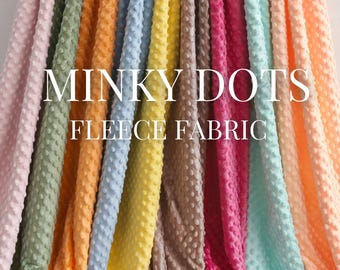 Minky Dot Fleece Fabric by the Yard, Dimple Dot Minkee Fabric, Super Soft Plush Fabric for Blankets, Pillow Covers, Soft Toys, Baby Blanket