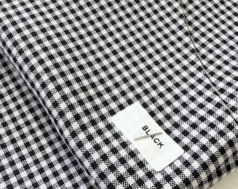 Black Gingham Checked Fabric by Yard 1/8” inch Poly Cotton Black Checkered Fabric for Tablecloth Dress Shirts Curtains Pillow Cases