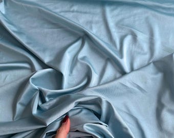 Dusty Blue Milliskin Nylon Spandex Fabric by the Yard, Premium Quality 4-Way Stretch Dusty Blue Spandex Fabric for Bodysuit, Gowns, Leggings