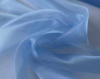 Baby Blue Crystal Organza Fabric by the Yard – Light Blue Sheer Sparkle Fabric for Baby Showers, Gowns, Draping & Crafts (60" Wide)