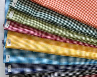 Gingham Checked Fabric by Yard 1/8” inch Poly Cotton Checkered Fabric for Tablecloth Dress Curtains Pillow Cases, Multiple Colors Available