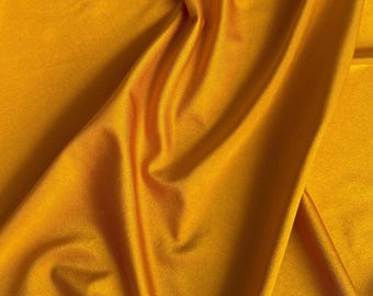 Mustard Gold Shiny Milliskin Nylon Spandex Fabric by the Yard 60" Wide, 4-Way Silky Stretch Gold Spandex for Swimwear, Gowns, Activewear