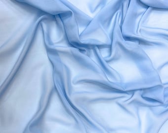 Baby Blue Chiffon Fabric By The Yard, Light Blue Chiffon Draping Fabric, High Quality Sheer Chiffon Fabric for Baby Shower, Drapes, Dresses