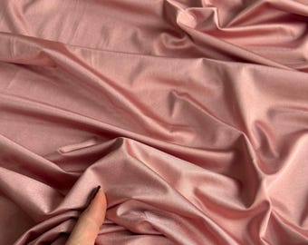 Dusty Rose Milliskin Nylon Spandex Fabric by the Yard, Premium Quality 4-Way Stretch Silky Dusty Rose Spandex Fabric for Bodysuit, Gowns