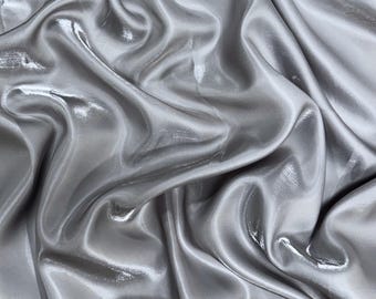 Silver Liquid Bridal Satin Fabric, Ultra Glossy Silky Satin, By The Yard