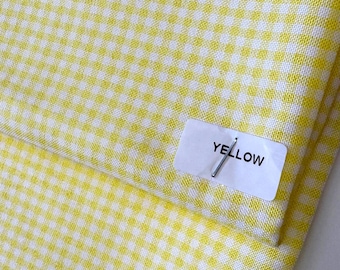 Yellow Gingham Checked Fabric by Yard 1/8” inch Poly Cotton Yellow Checkered Fabric for Tablecloth Dress Curtains Pillow Cases