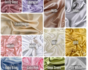 Pastel Colors Soft Silky Stretch Satin Fabric by the Yard Stretch Charmeuse Fabric for Wedding Gowns Bridesmaid Dresses Soft Satin Charmeuse