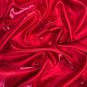 Red Liquid Bridal Satin Fabric by the Yard -  Ultra Glossy Iridescent Red Silky Satin Fabric for Bridal Gowns, Couture, Dress, Decoration