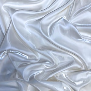 White Liquid Bridal Satin Fabric by the Yard - Ultra Glossy Iridescent Shimmer White Silky Satin Fabric for Bridal Gowns, Couture, Dress