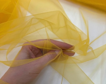 Yellow Tulle Fabric by the Yard, Extra Soft and Matte Italian Tulle 63" Wide, Yellow Tulle Mesh Fabric for Veils, Tutu Dress, Gowns
