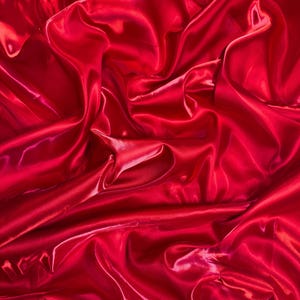 Red Liquid Satin Fabric by the Yard, Crystal Reflective Ultra Glossy Shimmer Red Silky Satin Fabric for Bridal Gowns, Couture, Dress