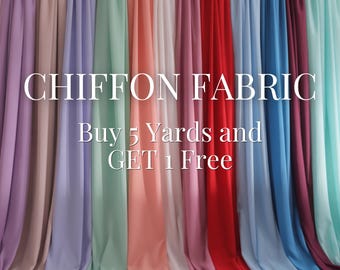 30 Colors Matte Chiffon By The Yard, Silky Light Weight Sheer Chiffon Fabric for Chuppah, Dress, Wedding Table Runner, Arch, Draping Fabric