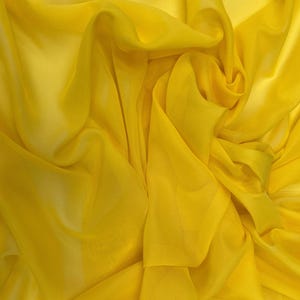 Yellow Chiffon Fabric By The Yard,  Matte Quality Yellow Silky Chiffon Fabric, Light Weight Sheer Chiffon for Drapes, Dress, Table Runner