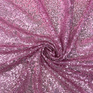 Baby Pink Sequin Mesh Fabric by the Yard – Iridescent Stretch Sparkle Sequins for Dresses, Costumes & Event Décor