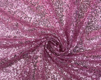Baby Pink Sequin Mesh Fabric by the Yard – Iridescent Stretch Sparkle Sequins for Dresses, Costumes & Event Décor