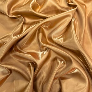 Gold Liquid Bridal Satin Fabric by Yard, Crystal Reflective Ultra Glossy Shimmer Gold Silky Satin Fabric for Bridal Gowns, Couture Dress