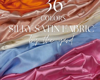 Soft Silky Satin Fabric by the Yard with Stretch for Wedding Gowns, Bridesmaid Dresses, Charmeuse, Apparel